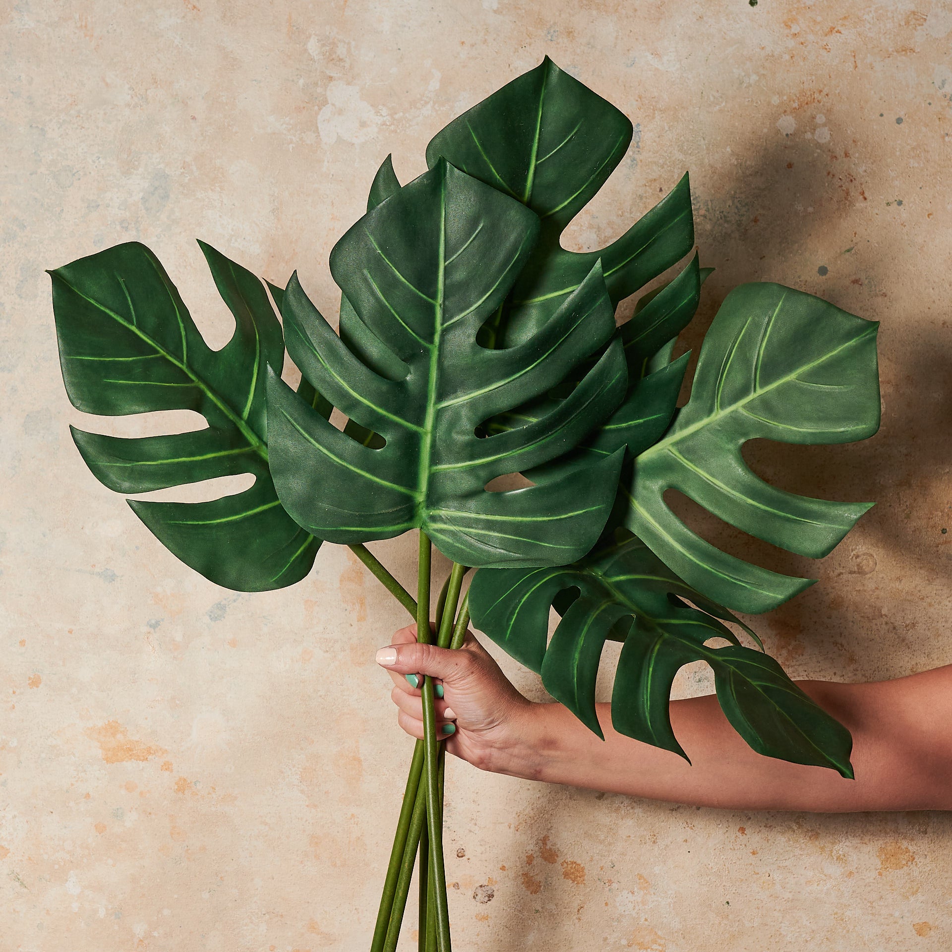 fake monstera leaves Artificial Monstera Leaf Real Touch Leaf Stem