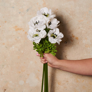 Anemone White Real Touch Flower Stem