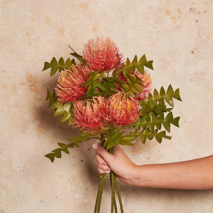 Protea Leucospermum Premium Pin Cushion Real Touch Flower Stem