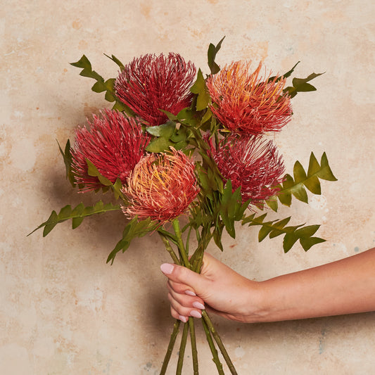 Protea Leucospermum Premium Pin Cushion Real Touch Flower Stem