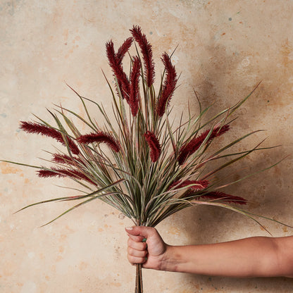 Pampas Grass Spray Burgundy Real Touch Stem